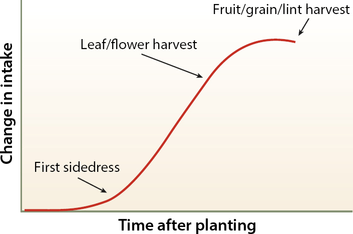 Generalized pattern of N uptake in annual crops.