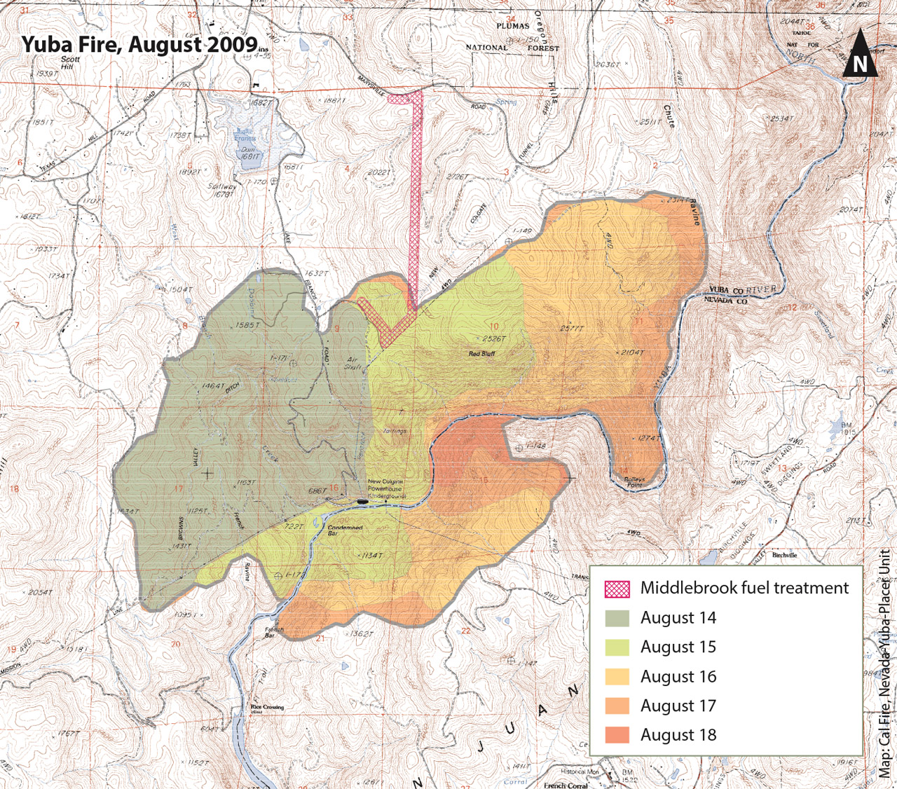 Map of the Yuba fire.
