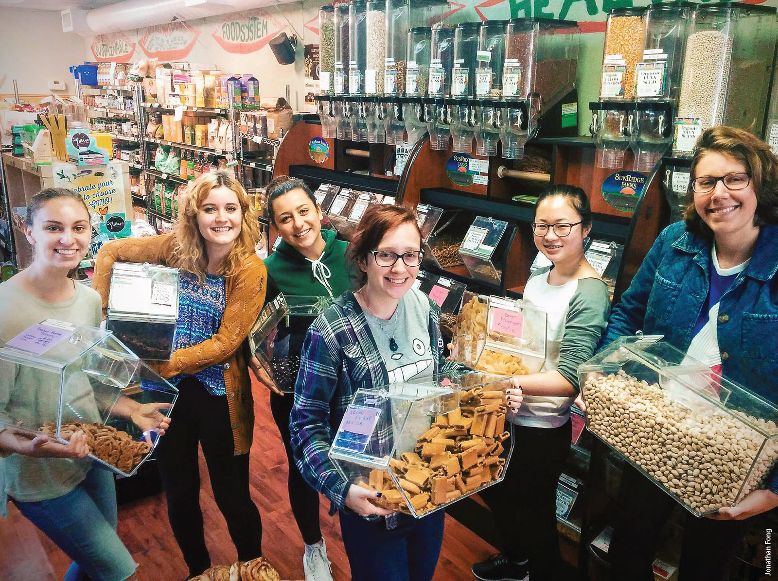 Student managers at the Berkeley Student Food Collective, a nonprofit, student-led grocery store that offers experiential learning internship programs and employment.