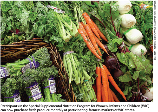 Participants in the Special Supplemental Nutrition Program for Women, Infants and Children (WIC) can now purchase fresh produce monthly at participating farmers markets or WIC stores