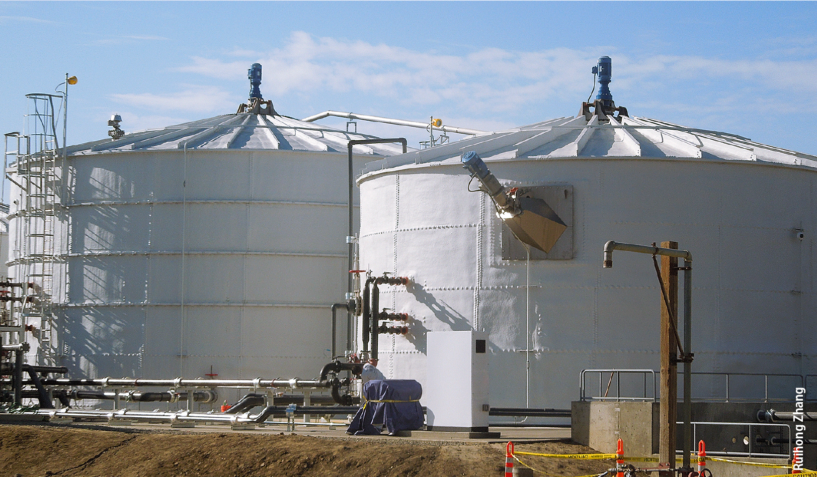 On the UC Davis campus, anaerobic digesters break down food waste and manure and generate biogas.