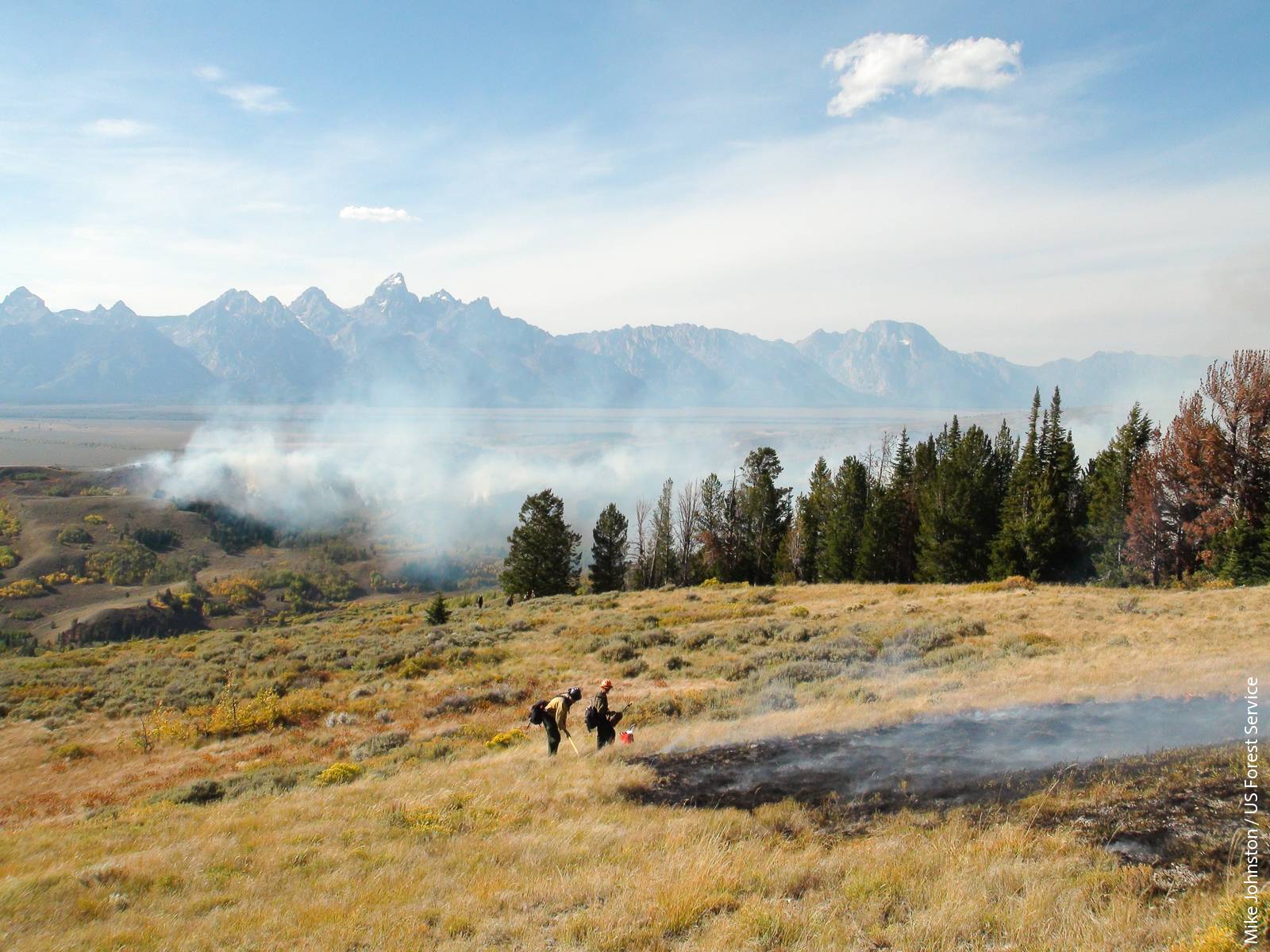 A fire burns a Great Basin sagebrush landscape in Bridger-Teton National Forest, Wyoming, September 18, 2010.